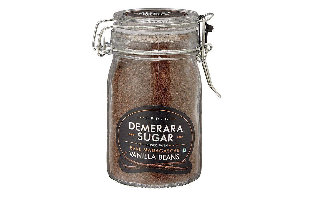 Sprig Demerara Sugar Infused with Real Madagascar Vanilla Beans   Glass Jar  175 grams